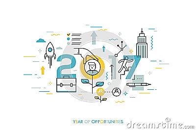Infographic concept, 2017 - year of opportunities. New trends and prospects in career building, job searching Vector Illustration