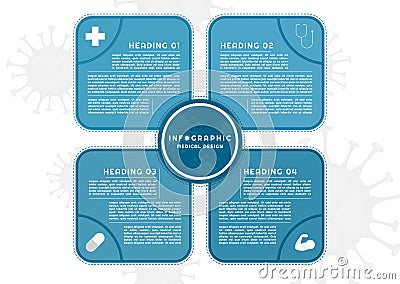 Infographic coronavirus design square shape style for medical with space for text Vector Illustration