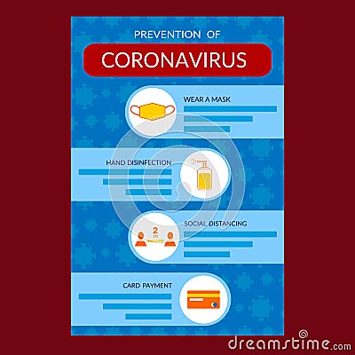 Infographic coronavirus infection prevention poster for shops Vector Illustration