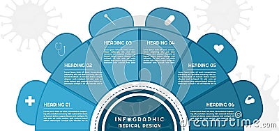 Infographic coronavirus for medical half circle design with icon style Vector Illustration