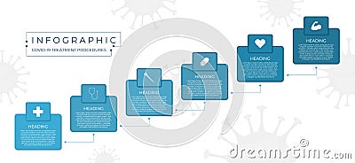 Infographic coronavirus-19 step to healthy medical concept geometric square shape Vector Illustration