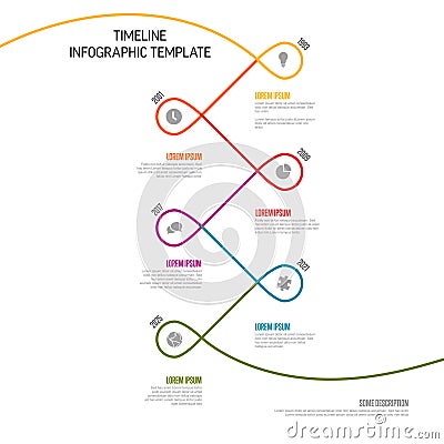 Infographic curved thin line Timeline Template with icons Vector Illustration