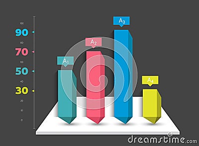Infographic 3D diagram chart, graph. Graphic element can be used for brochure layout, workflow, diagram, number options, web desig Vector Illustration