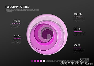 Infographic dark template with percentages Vector Illustration