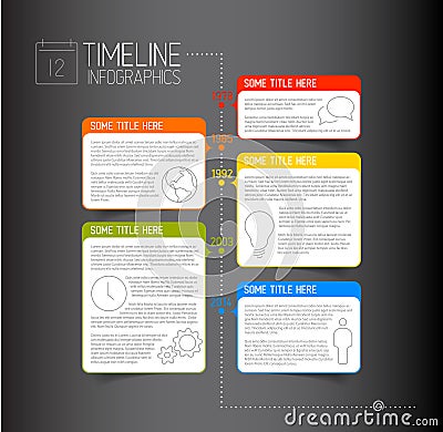 Infographic dark timeline report template with descriptive bubbles Vector Illustration