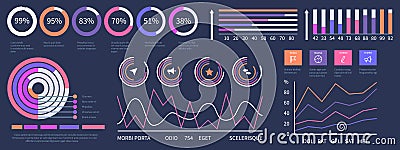 Infographic dashboard. Vector interface presentation elements set Vector Illustration