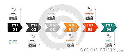 Describe the process through the label of the arrow, the timeline, use it for planning work, etc. Vector Illustration