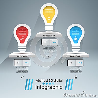 Infographic design. Bulb, Light icon. Vector Illustration