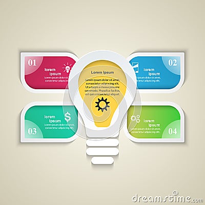 Infographic design. Bulb, Light icon. Vector Illustration