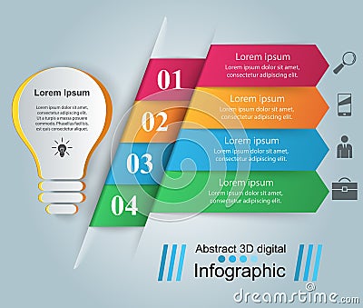 Infographic design. Bulb, Light icon. Vector Illustration