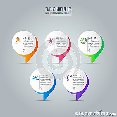 Infographic design business concept with 5 options. Vector Illustration