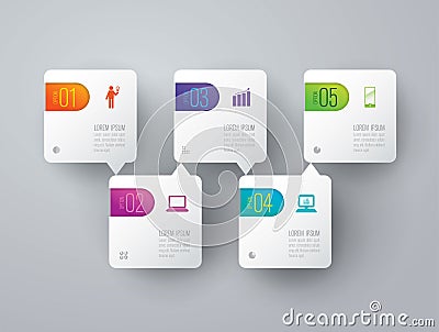 Infographic design and business icons with 5 options. Vector Illustration