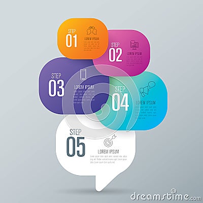 Infographic design and business icons with 5 options. Vector Illustration