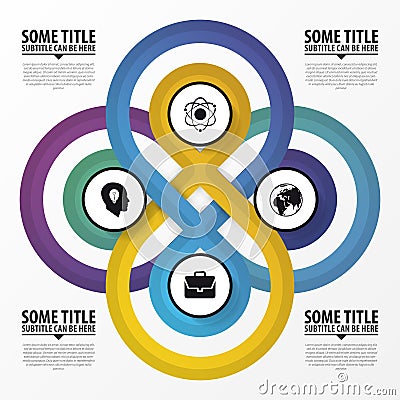 Infographic design concept. Four connected circles. Vector Vector Illustration