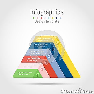 Infographic design elements with triangle shape for your business data with 6 options, parts, steps, timelines or processes. Vector Illustration