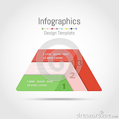 Infographic design elements with triangle shape for your business data with 3 options, parts, steps, timelines or processes. Vector Illustration