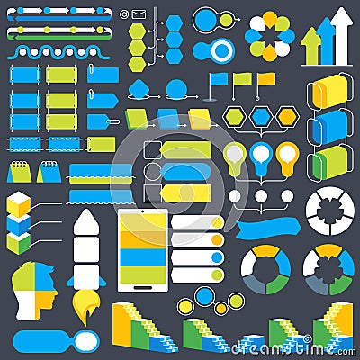 Infographic design elements vector collection, diagram structure objects and visualizations Vector Illustration