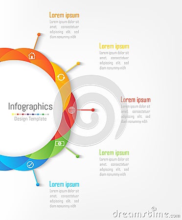 Infographic design elements for your business data with 5 options. Vector Illustration