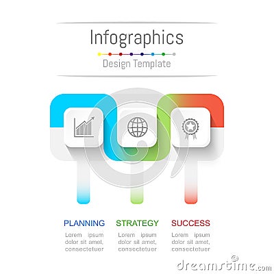 Infographic design elements for your business data with 3 options, parts, steps, timelines or processes. Connection line concept. Vector Illustration