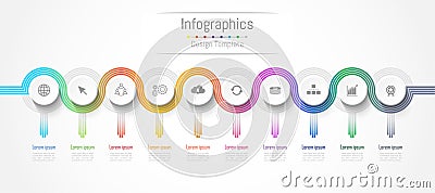 Infographic design elements for your business data with 10 options, parts, steps, timelines or processes. connection lines concept Vector Illustration