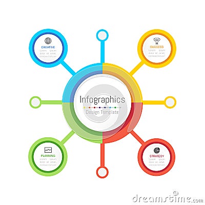 Infographic design elements for your business data with 4 options, parts, steps, timelines or processes. Vector Illustration