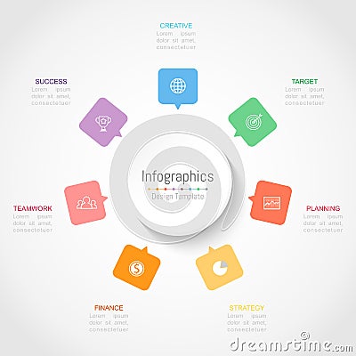 Infographic design elements for your business data with 7 options. Vector Illustration