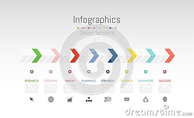 Infographic design elements for your business data with 8 options, parts, steps, timelines or processes. Vector Vector Illustration