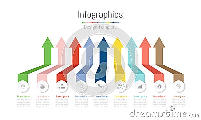 Infographic design elements for your business data with 9 options, parts, steps, timelines or processes. Vector Vector Illustration