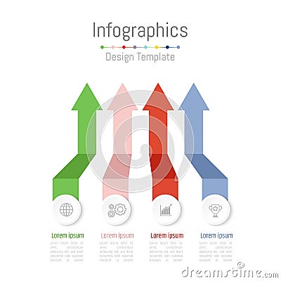 Infographic design elements for your business data with 4 options, parts, steps, timelines or processes. Vector Vector Illustration