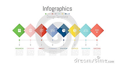 Infographic design elements for your business data with 8 options, parts, steps, timelines or processes. Vector Vector Illustration