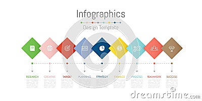 Infographic design elements for your business data with 9 options, parts, steps, timelines or processes. Vector Vector Illustration