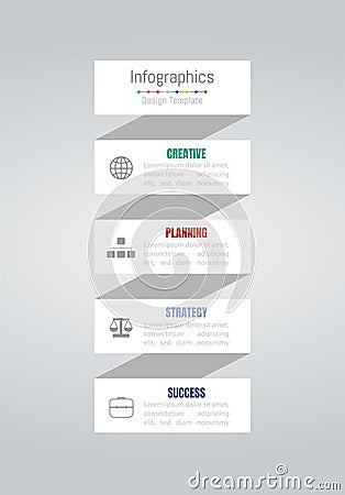 Infographic design elements for your business data with 4 options, parts, steps, timelines or processes. Vector Vector Illustration