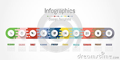 Infographic design elements for your business data with 10 options, parts, steps, timelines or processes. Vector Vector Illustration