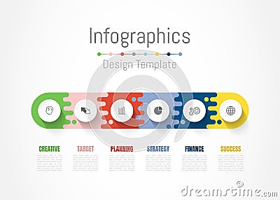 Infographic design elements for your business data with 6 options, parts, steps, timelines or processes. Vector Vector Illustration