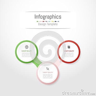 Infographic design elements for your business data with 3 options, parts, steps, timelines or processes. Vector Vector Illustration