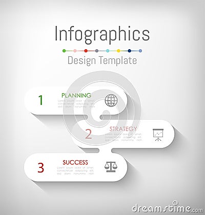 Infographic design elements for your business data with 3 options, parts, steps, timelines or processes. Vector Vector Illustration