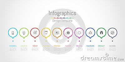 Infographic design elements for your business data with 10 options, parts, steps, timelines or processes. Vector Vector Illustration