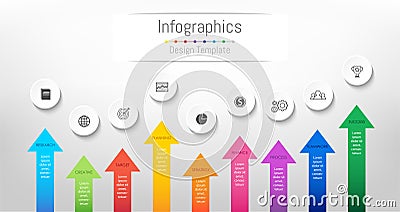 Infographic design elements for your business data with 9 options. Vector Illustration