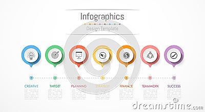 Infographic design elements for your business data with 7 options. Vector Illustration