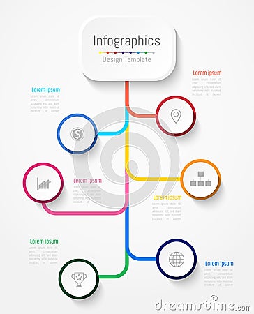 Infographic design elements for your business data with 6 options. Vector Illustration