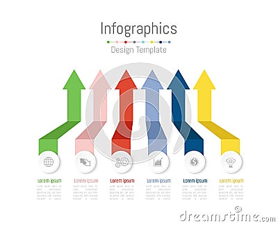 Infographic design elements for your business data with 6 options, parts, steps, timelines or processes. Vector Vector Illustration