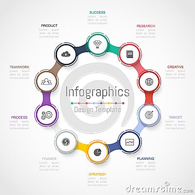 Infographic design elements for your business data with 10 options, parts, steps, timelines or processes. Vector Vector Illustration