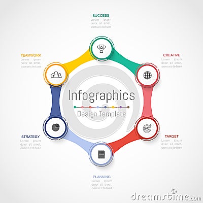 Infographic design elements for your business data with 6 options, parts, steps, timelines or processes. Vector Vector Illustration