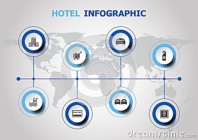 Infographic design with hotel icons Vector Illustration