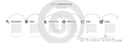 Infographic design with icons and 6 options or steps. Thin line vector. Infographics business concept. Can be used for Vector Illustration