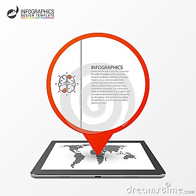 Infographic design. Report template with location pointer. Vector Vector Illustration