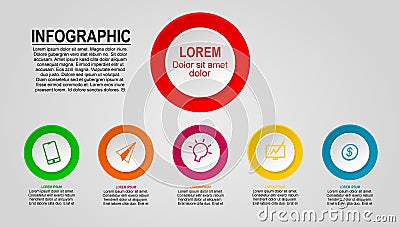 Infographic design with several colored circles Vector Illustration