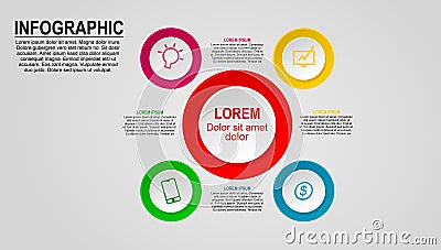 Infographic design with several colored circles Vector Illustration