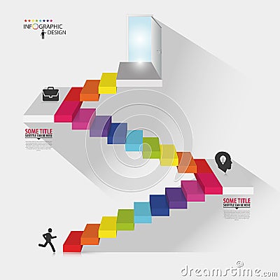 Infographic design. Stair with open doors. Vector illustration Vector Illustration