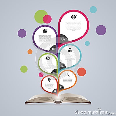 Infographic design template with book. Abstract tree. Vector illustration Vector Illustration